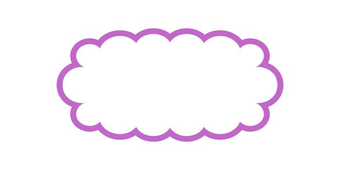 Groovy scallop outline frame with wavy border and retro bubble shape accent. Dynamic y2k graphic, purple line art style for background and creative modern shape element. vector