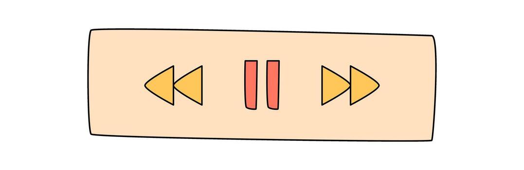 maravilloso y2k música jugador botón plano icono, rectángulo forma con naranja y amarillo acento. retro audio y sonido ui con maravilloso elemento estilo, Perfecto para creativo contemporáneo antecedentes. vector