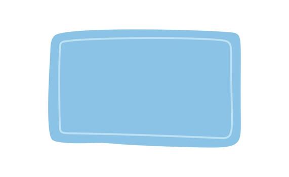 Hand drawn blue organic rectangle frame as a box template with flowing border. Abstract shape in blue background for text, simple graphic border for creative layout or blank card mockup. vector