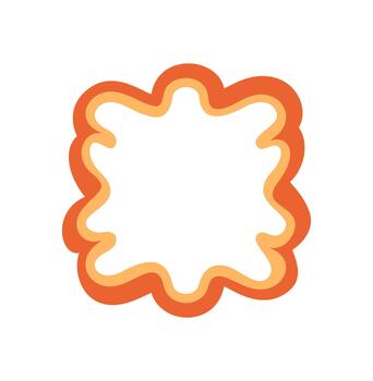 Groovy retro rectangle frame with scallop border and wavy doodle shape. Playful y2k graphic background in orange, stylish abstract art for trendy creative use. vector