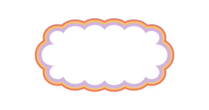 Groovy bubble scallop rectangle border with cartoon outline. Retro frame with y2k graphic style. Unique background and stylish shape for playful projects or creative design accents. vector