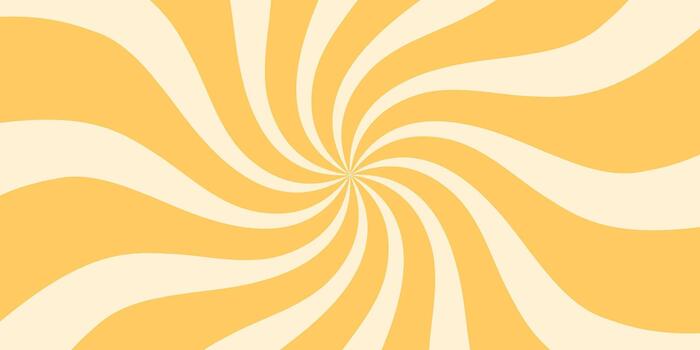 Retro groovy sun burst with bold yellow and orange swirl wave. Sunshine burst and sun pattern create a vibrant y2k background. Horizontal format suits modern use as lively artistic element. vector