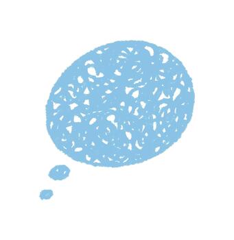 Blue pastel speech bubble in soft sketch style. Scribble crayon circle with organic cloud edge as conversation thought symbol. Childlike fluid form, hand drawn effect for communication concept. vector