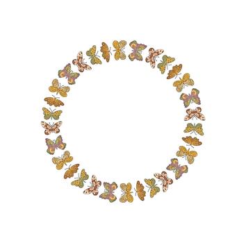 maravilloso retro mariposa frontera con modelo estilo formas un vistoso Clásico círculo. artístico marco diseño, moderno y2k ambiente y creativo frontera para destacar visual decoración. vector