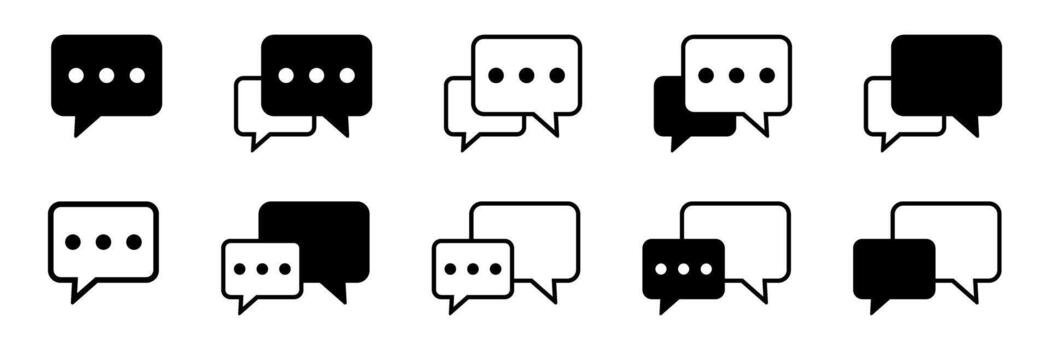 Chat and Talk Icons Set - Speech Bubble Collection for Messaging, Conversation, and Communication. vector