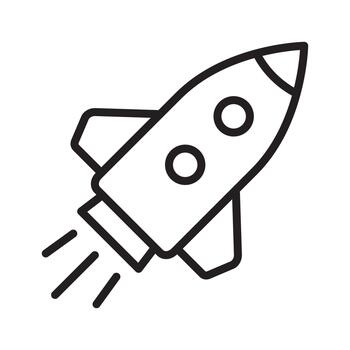 Rocket Launch Line Icon - Sleek Outline Emblem of Startup Lift-Off, Acceleration, and Forward Growth. vector