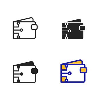 Icon Electronic Wallet with Circuit system. Icon collection with various style icon. vector