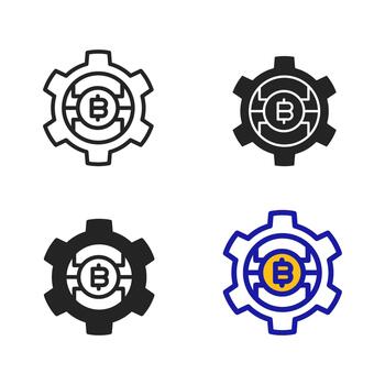 Icon Setting System of Cryptocurrency. Icon collection with various style icon. vector