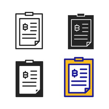 Icon Contract Document Cryptocurrency. Icon collection with various style icon. vector