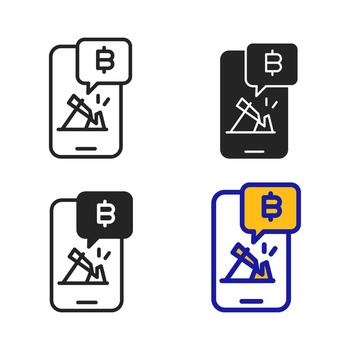 Icon Mining Apps Cryptocurrency. Icon collection with various style icon. vector