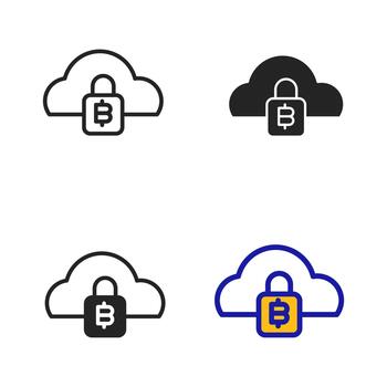 Icon Cloud System Security Cryptocurrency. Icon collection with various style icon. vector