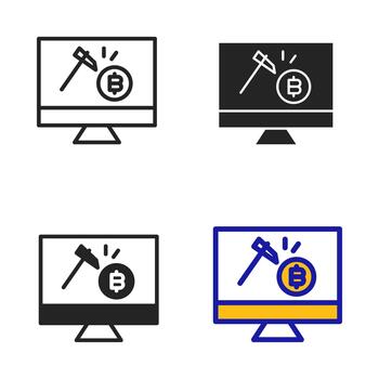 Icon Mining Cryptocurrency. Icon collection with various style icon. vector