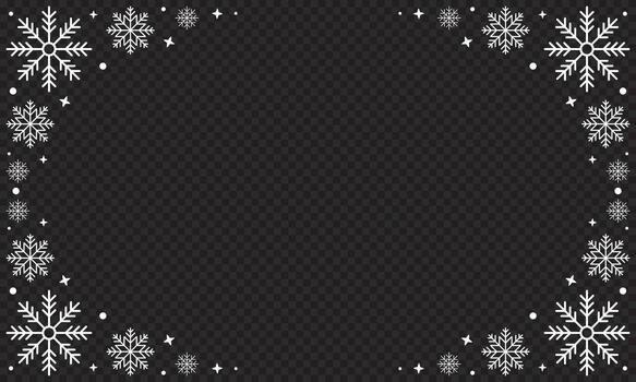 Snowflakes seamless border. Snowflakes seamless pattern. Snow border frame. Template for winter design. vector