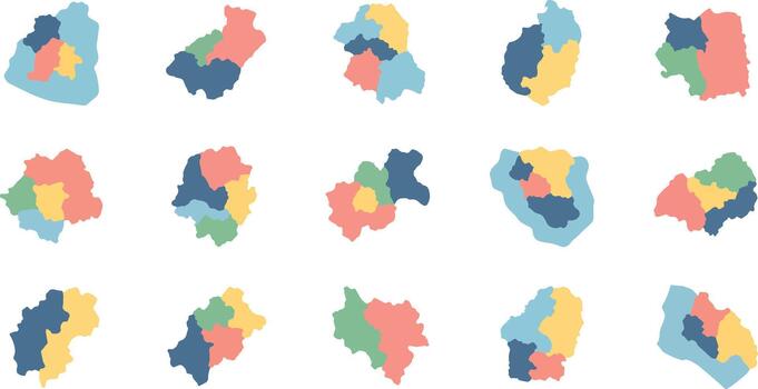 Collection of Colorful Road Intersection Maps in Different Styles and Layouts vector