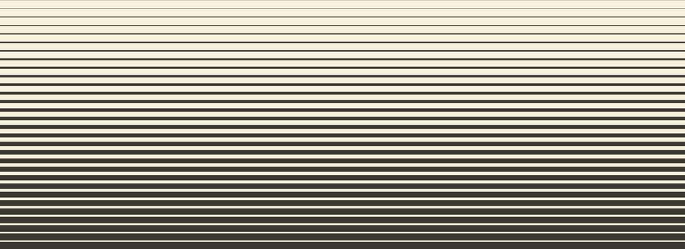 Retro linear halftone gradation texture. Fading thick to thin line gradient pattern. Parallel repeating stripe transition background. Horizontal strip wallpaper for overlay, print, cover design vector