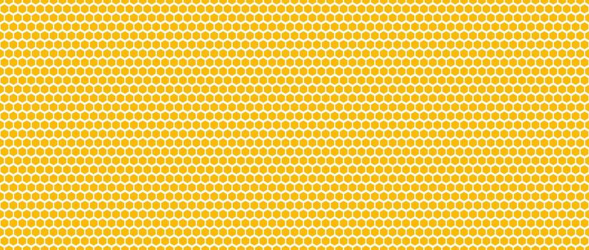 Seamless honeycomb pattern texture. Yellow repeated hexagon grid background. Golden honey beehive mosaic shape wallpaper. Orange repeating geometric hexagonal structure. vector