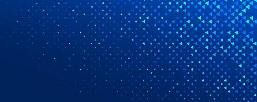 Neon blue triangle texture. Glowing arrow geometric wallpaper. Tech triangular mosaic pattern background. Fading shiny arrow gradient for science poster, healthcare banner, business booklet. vector