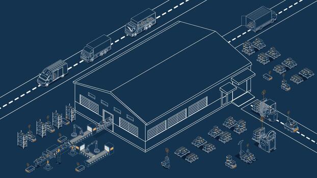 Automated warehouse operations using AGVs and AMRs for robotic material handling and transportation. illustration EPS 10 vector