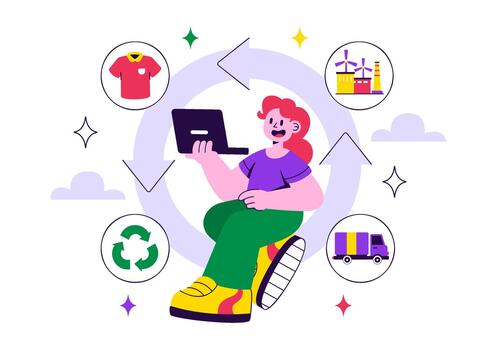 Zero Waste Illustration Portraying Smart Resource Circulation In A Soft Flat Style Cartoon Layout vector