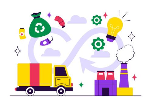 Eco Cycle Illustration Presenting Efficient Material Preservation In A Smooth Flat Style Cartoon Background vector