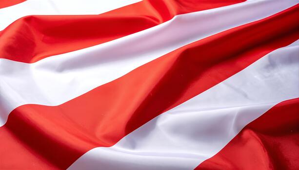 Red and White Striped Fabric Close-Up Texture. photo
