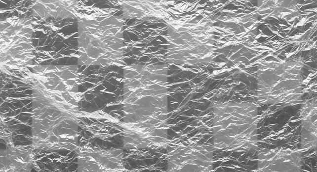 Plastic Wrap Texture Background of Wrinkled Transparent Polyethylene Material Seamless Pattern Shiny Surface Abstract Crumpled Cellophane Close Up photo