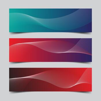 Set abstract horizontal web banner design background vector