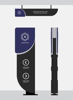 pole Sign with Metallic Stand Mockup, Right View vector