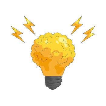 ilustración de lluvia de ideas ligero bulbo idea con relámpago vector