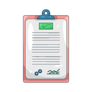 Illustration of Clipboard with Checkmark and Business Graphics vector