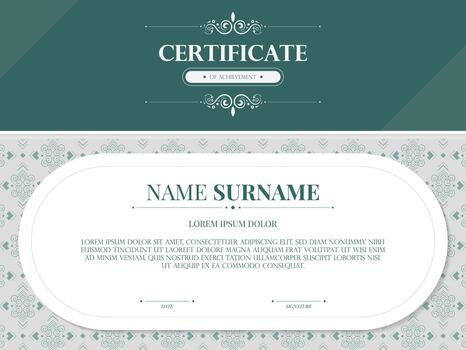 Elegant Formal Certificate Template with Decorative Elements and Text Area vector