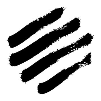 Four bold black paint strokes with rough distressed edges forming a parallel diagonal composition against a clean white backdrop vector