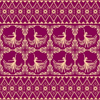 Dance art combined with fabric patterns vector