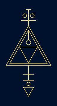 Golden Geometric Esoteric Symbol with Triangles and Circles vector
