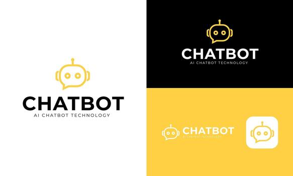 AI Chatbot Logo, Modern Robot and Chat Icon for Technology, Messaging, and Digital Communication vector