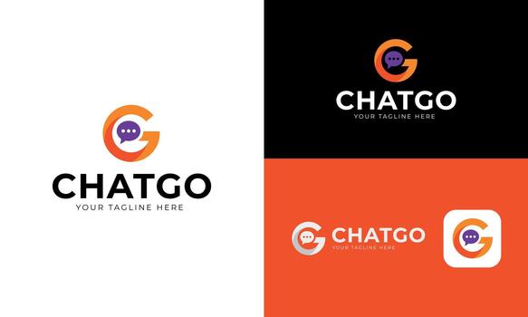 GoChat Logo, Modern Chat Bubble and Lightning Icon for Messaging, Tech and Communication Apps vector