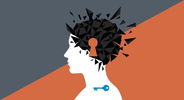 Diagonal split composition with vibrant color elements and text elements vector