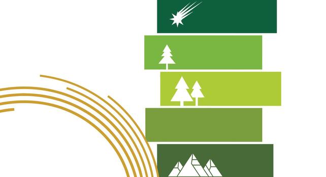 Abstract graphic design with green and white elements, representing nature and growth, isolated on vector