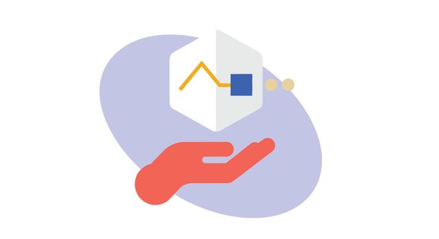 A hand holds a document with a graph, symbolizing data analysis, financial reporting, and careful management vector