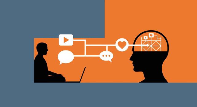 Stark architectural visualization of a digital thought process with geometric elements vector