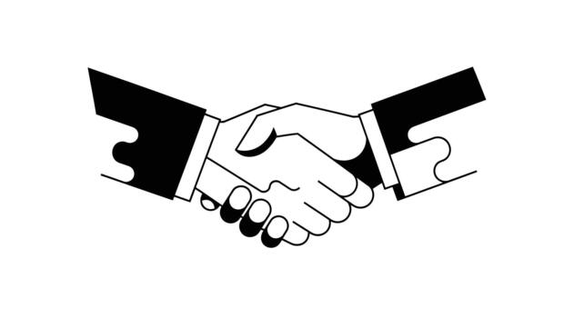 A handshake between two business partners isolated on, symbolizing agreement, collaboration, and successful partnership vector