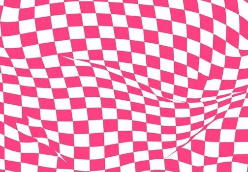 Pink Distorted Checkerboard Abstract Wavy Background vector