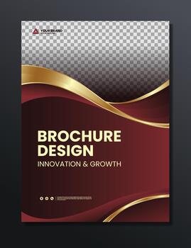 dark red and gold gradient abstract background brochure design template vector