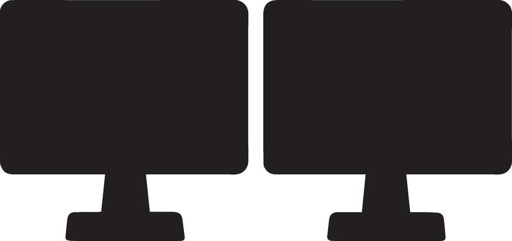 Dual Monitor Icon Computer Screen Two Display Setup PC Monitor Silhouette vector