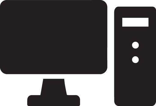 Desktop Computer Icon PC Monitor and CPU Silhouette Minimal Tech Logo Black Computer Symbol vector