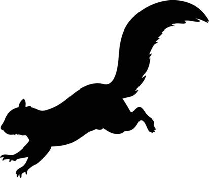 A dynamic silhouette of a leaping squirrel showcasing its agile and playful nature vector