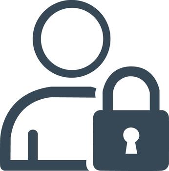 Minimal icon of a user with a lock symbol, representing secure login, privacy protection, and account safety. vector
