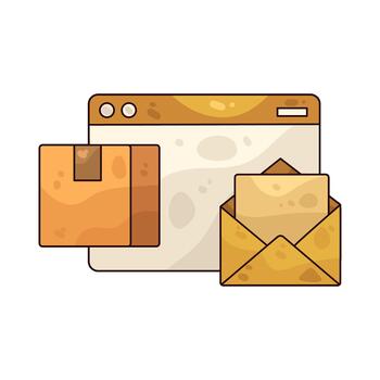 Website with Package and Envelope Illustration vector