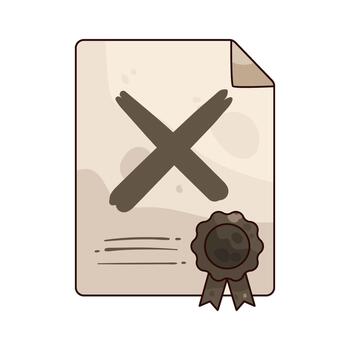 Illustration of Document with Seal and Cross Mark vector