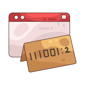 Illustration of Browser Window with Binary Card vector